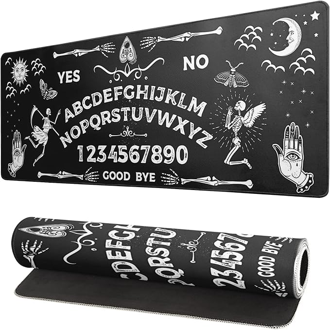 Mysterious Spirit Goth Gaming Mouse Pad 31.5x11.8 Inch Large Desk Mat Black Extended Pads Big Mousepad Non-Slip Rubber Base Keyboard Mat with Stitched Edges for Gaming Laptop Computer PC Desktop