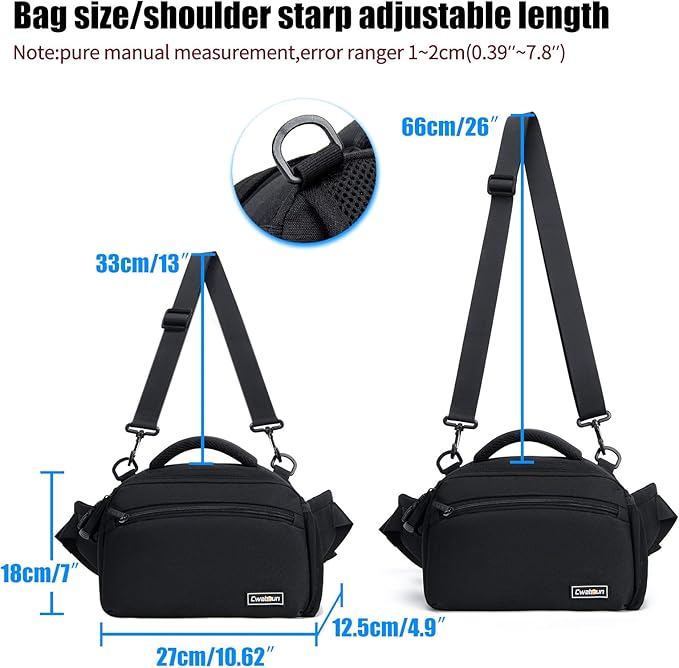 Cwatcun Waist Camera Case DSLR SLR Bag Sling Shoulder Camera Bag Water Resistant Pack for Camera Carrying Case for photographer Hiking Shooting Traveling Men Women
