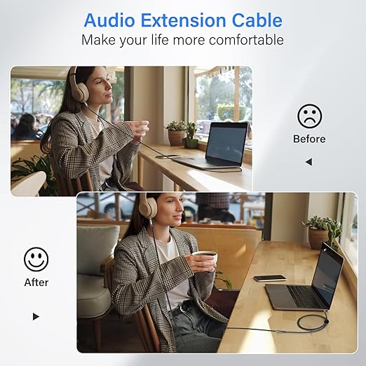 Elecan Headphone Extension Cable 5 Ft/2 Pack, 1/8 Inch 3.5 MM AUX Cord Wire Male to Female, Hi-Fi Sound Thin&Slim Braided TRS Stereo Audio Beats Cable Extender for Car,Home Stereos, Speaker,Phones