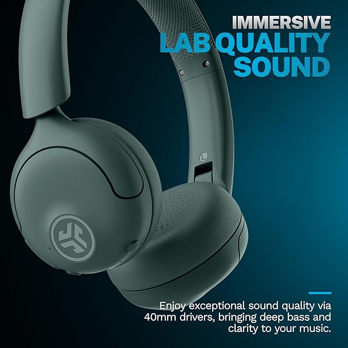 JLab Go Lux ANC Wireless Headphones, Sage, Hybrid Active Noise Cancelling, Premium On-Ear Bluetooth Headset, Customizable Sound, Be Aware Mode, Cloud Foam Comfort, Multipoint Connection