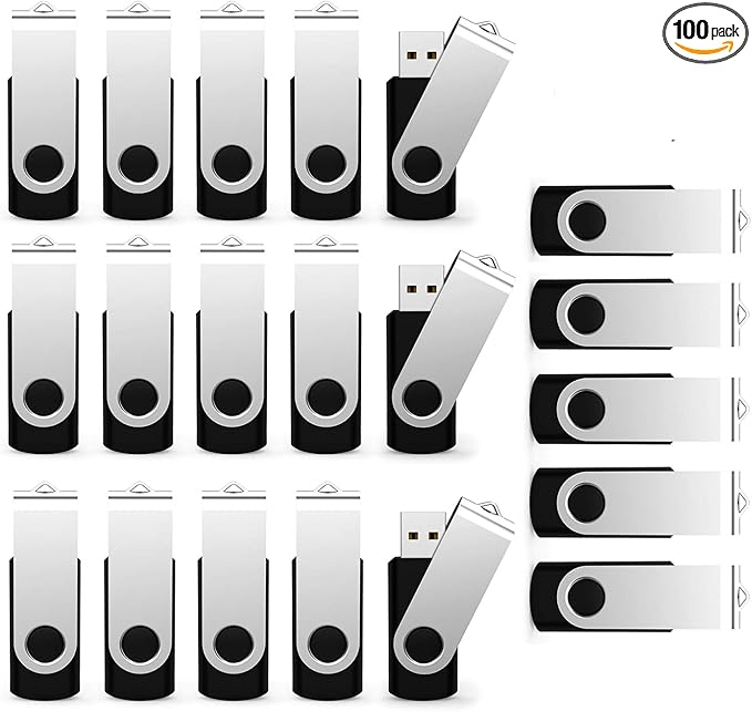 USB Flash Drive 8GB 100 Pack, Bulk USB 2.0 Flash Drives Thumb Drive Swivel Memory Stick Jump Drive Pen Drive,8 gig 100 Pieces