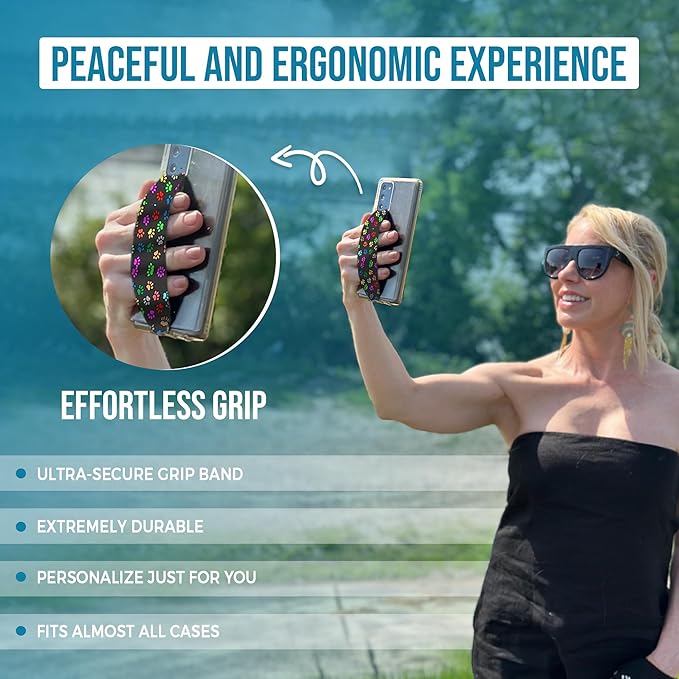 Phone Grip Strap - Pack of 2 Reversible Finger Holder for Phone Back, Customizable Anti-Slip Design, Wireless Charging Compatible Detachable Holder for iPhone - Leopard & Pink Tie dye