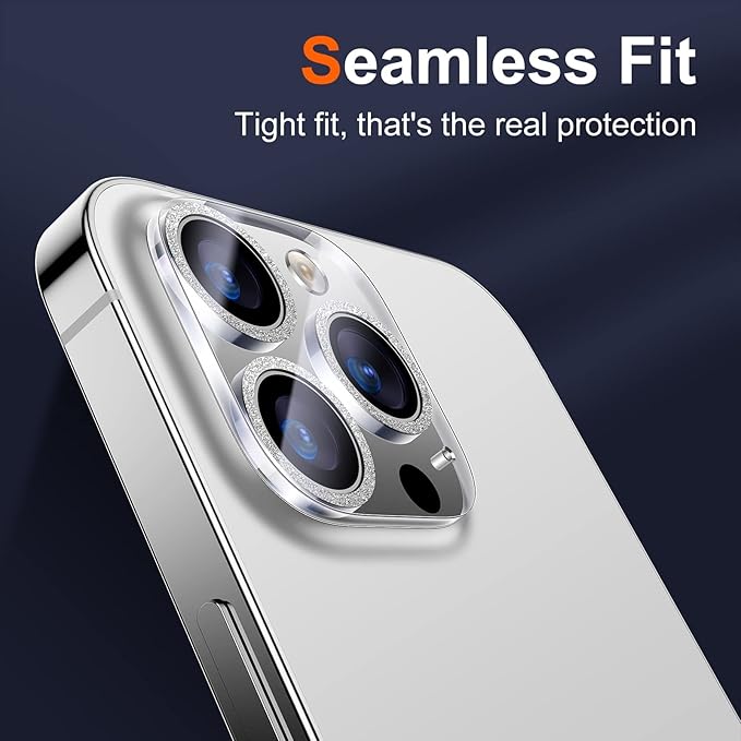UniqueMe 3 Pack Compatible for iPhone 14 Pro Max/iPhone 14 Pro Camera Lens Protector,[[Scratch-Resistant] Case Friendly]- Silver