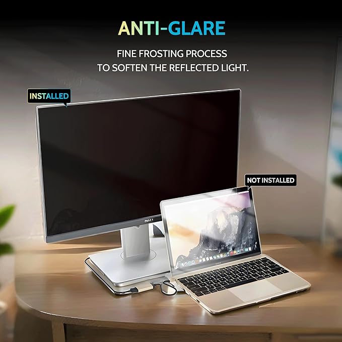 [2-Pack] 22 Inch Privacy Screen for Computer Monitor 16:10 Aspect Ratio, Eye Protection Anti Blue Light Glare Shield, 22inch Removable Black Blackout Anti Spy Desktop Security Private Filter