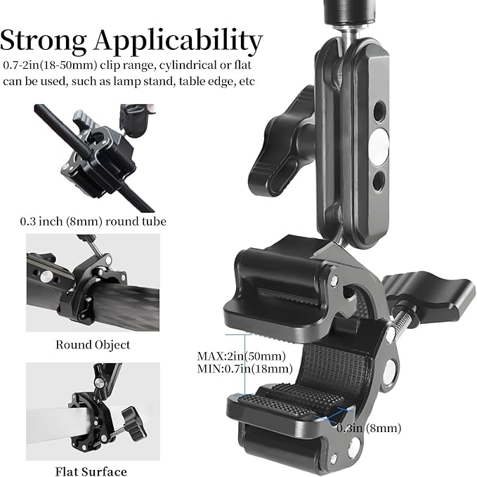 FIFIELD 22" Magic Arm with Super Clamp Overhead Camera Mount for Camera, 1/4” Threads Adjustable Desktop Stand Holder Compatible with Phone Microphone Webcam Action Camera Video Light
