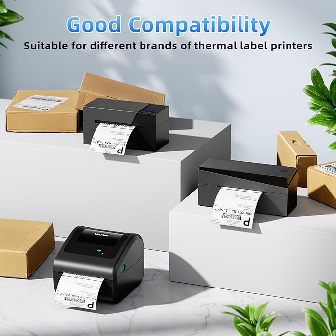 4x6 Thermal Labels, Pack of 100 4x6 Fold Thermal Labels - Compatible with JADENS, ASprink, Phomemo, Rollo, Zebra, Omezizy and Other Thermal Printers