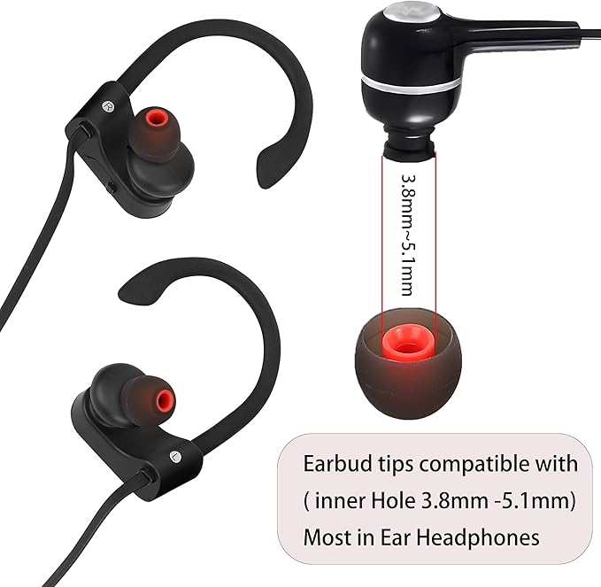 Silicone Replacement Earbud Tips Ear Tips Fit Most in-Ear Earbuds(Inner Hole 3.8mm -5.1mm) Headphone Rubber Tips Earbud Covers 9 Pairs S M L