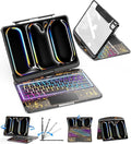 SIBEITU Keyboard Case for iPad Pro 11 Inch M5 2025 /M4 2024, Clear Wireless 360 Rotatable iPad Pro11 Cover, Multi-Touch Trackpad & Visible PCB High-Tech Design, 7-Color Backlight & 3-Brightness, Black