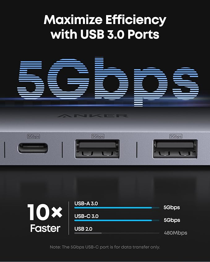 Anker USB C Hub, 7-in-1 Multi-Port USB Adapter for Laptops, 4K@60Hz USB C to HDMI Splitter, 85W Max Power Delivery, 3xUSBA & C 3.0 Data Ports, SD/TF Card, for Type C Devices (Charger Not Included)