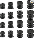 PENGLIN Cable Glands NPT Nylon Cable Connector, Strain Relief Cord Connector, IP68 Waterproof Adjustable Locknut(1/4" 1/2" 3/4" 1" Glands Combo(16-Pack))