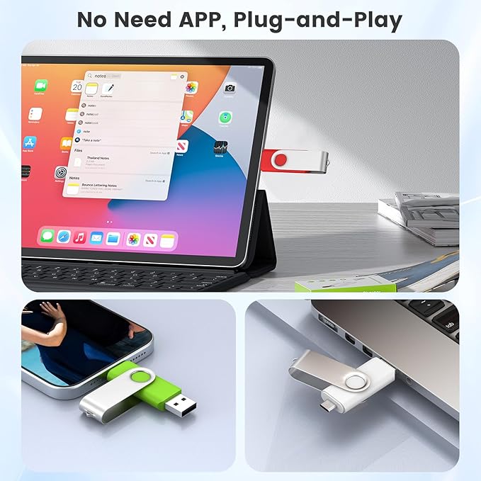 Customizable 2GB Flash Drive 10 Pack, ABLAZE Dual USB 2.0+ Type C Thumb Drives with Logo Personalized USB Memory Sticks (Mixed Colors)
