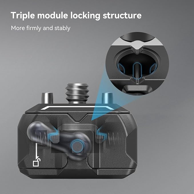 SMALLRIG Quick Release Plate Drop-in HawkLock mini Quick Release Camera Mount Adapter with 1/4" Screw, for Camera Clamp, Super Clamp, Ball Head, Tripod, Magic Arm, Stabilizer, Field Monitor - 3513C