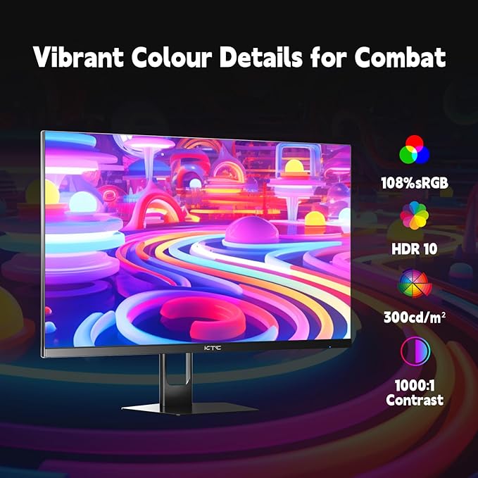 KTC Gaming Monitor 27 inch 180hz 1ms | Fast IPS Screen 1080p Monitor|2 x HDMI 2.0 &1 x Display Port 1.4 | Support Freesync and Wall Mount | 108% sRGB with HDR 10