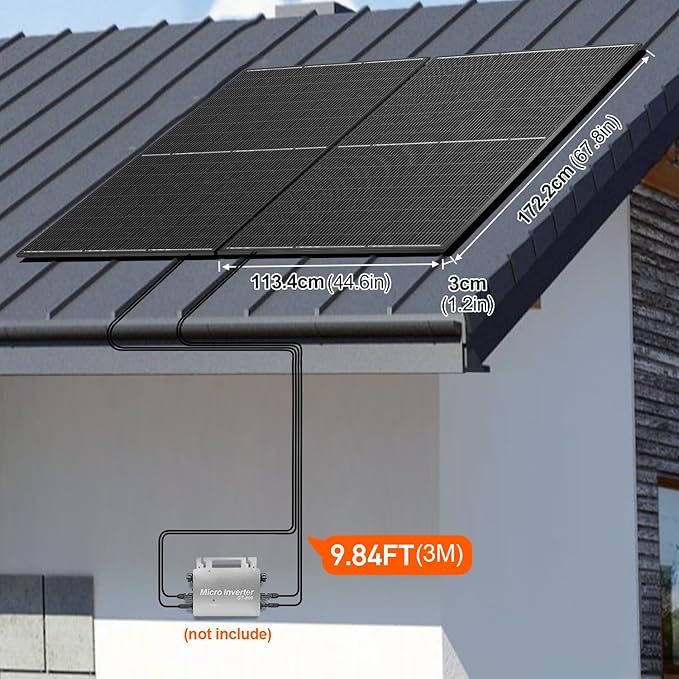 DOKIO 800W (2×400W) Monocrystalline Solar Panels 12/24V, 3 m Leads Each for Yard/Garden - Backyard Shed/Cabin/Patio, Off-Grid 12V Systems, Prefer Parallel for Stable Output, Fewer Connections