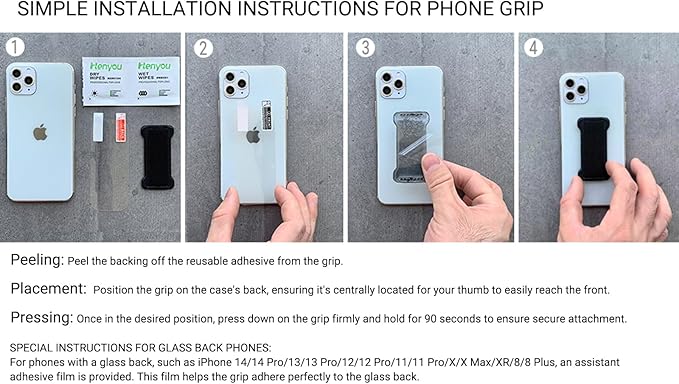 Phone Grip Holder for Hand, Universal Finger Strap Phone Holder, Finger Selfie Grip Compatible with Most Smartphones (Green) - 2Pack