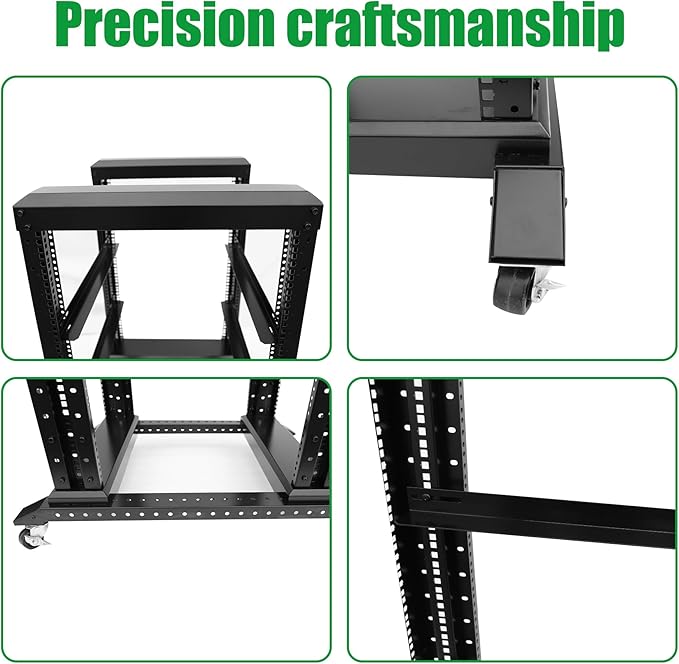 27U Server Rack/4-Post 19in Network Rack/Open Frame Rack with Wheels, Heavy-Duty Frame Cabinet/Adjustable Depth 29.75-27.75in GLOBALRACK(4POST-1000-27U)