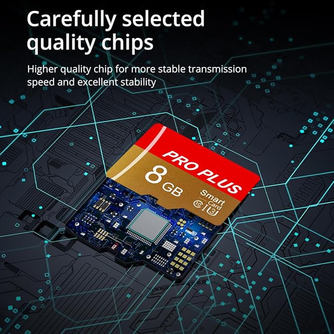 2 Pack TF Card 8GB with Adapter, High Speed Memory Card, UHS-I C10 A1 Memory TF Card for Tablet/Mobile Phone/Camera/Car Audio/Game Console (TF162 Red Gold 8GB)