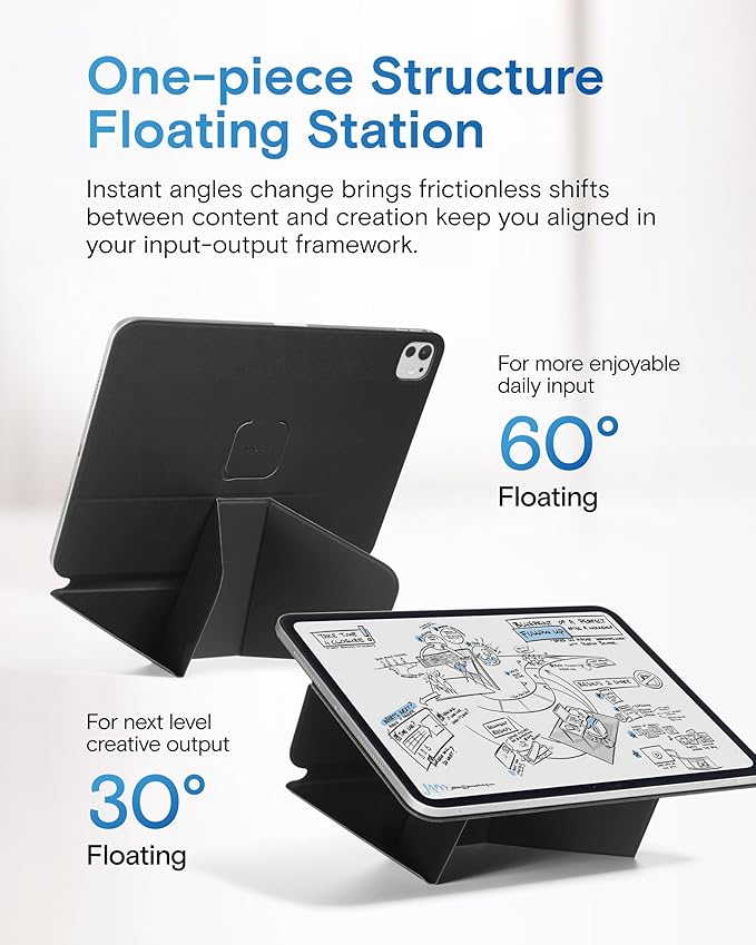 MOFT Dynamic Folio Case for iPad Air 13 Inch M3/M2 (2025/2024), iPad Pro 12.9 6th/5th/4th Gen, Silm Magnetic Stand Case with 20+ Viewing Angles, Auto Wake/Sleep, Jet Black