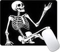 Cool Funny Skull Custom Mouse Pad with Non-Slip Rubber, Small Square Design for Wireless Laptop & Computer Mouse Pads for Desk, 9.5 x 7.9 inch Smooth Surface for Gaming & Office