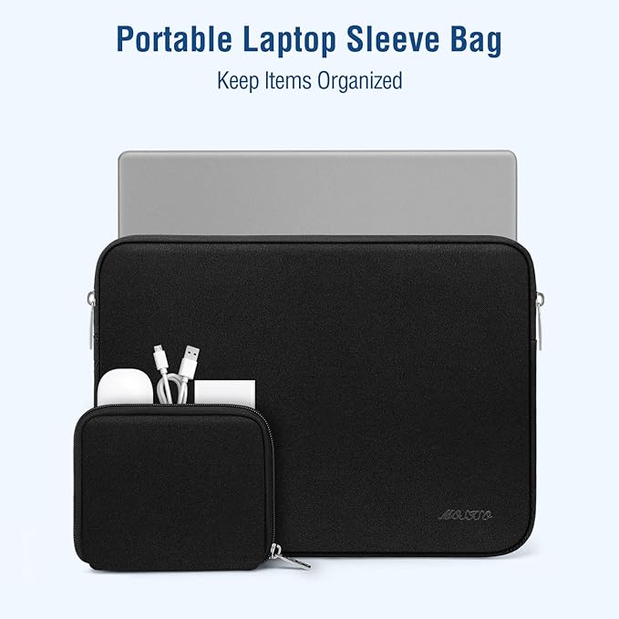 MOSISO Laptop Case 15 inch, 15 inch Laptop Sleeve Bag Compatible with MacBook Air 15 M4 A3241 M3 A3114 M2 A2941 2025 2024 2023, Dell XPS 15, Neoprene Computer Sleeve Bag with Small Case, Black