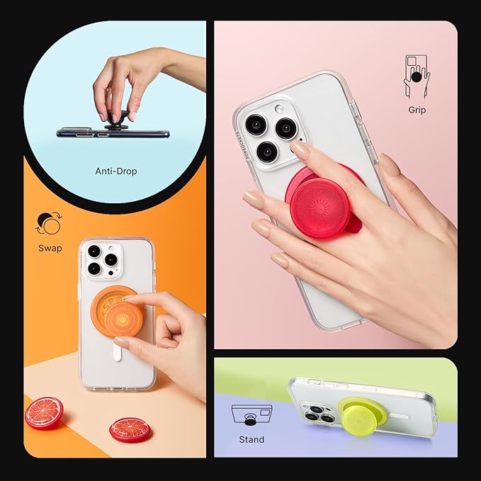 PopSockets Phone Grip for MagSafe with Kickstand, Magnetic Stand, Swappable Top, Secure Hold for iPhone MagSafe Cases, Phone & Tablet Grip - Cobalt