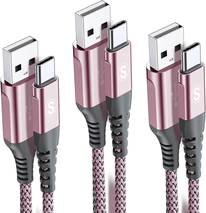 sweguard USB Type C Charger Cable [3-Pack,10ft+6.6ft+3.3ft] iPhone 16 Charger Nylon Braided Cord for iPhone 16 15 Pro Max Plus Samsung Galaxy S24 S23 S22 S21 S20 S10 Note 20 10 A54 Pixel LG Moto PS5