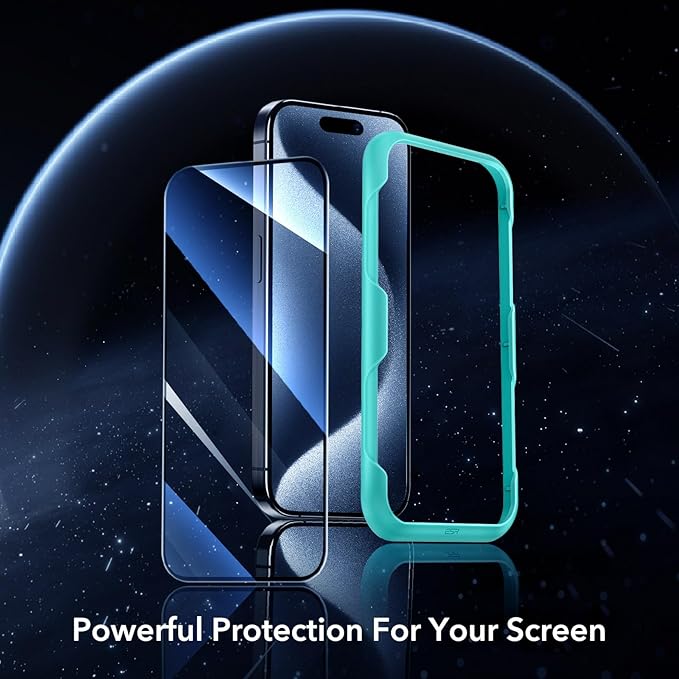ESR 3 Pack for iPhone 15 Pro Screen Protector, [9H Hardness] [Military Grade Shatterproof] Full Coverage Tempered Glass Film with Easy Installation Tool