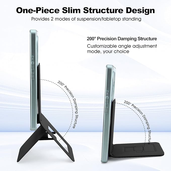 Phone Stand, Foldable Magnetic Phone Tripod, Angle Adjustment & Strong Magnets PU Leather Phone Stand, Compatible with All Smart Phone 16/15/14/13/12 (Black)