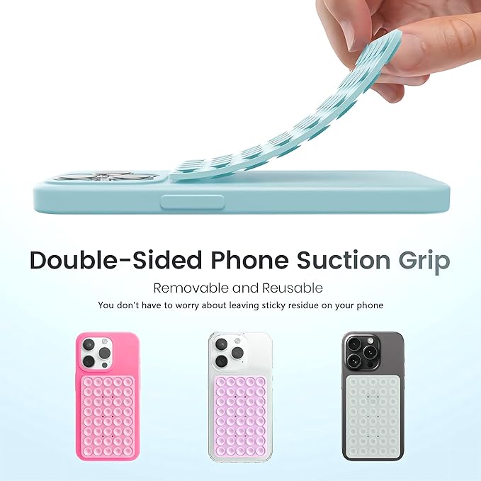 Silicone Double-Sided Suction Phone Case Detachable Mount, Car Dashboard Holder, Hands-Free Sticky Grip Phone Accessories for Selfies & Videos, - iphone & Android Compatible (3.74"x2.2", Transparent)