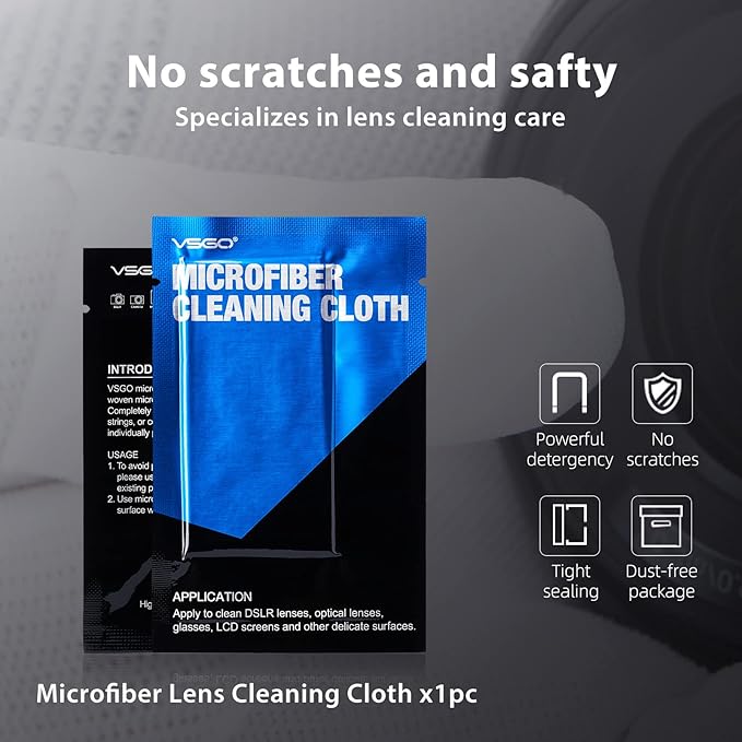 VSGO Professional Camera Cleaning Kit – for Canon, Nikon, Sony, DSLR & Mirrorless Cameras, Includes Lens Cleaning Pen, Air Blower, Sensor Swabs for Full Frame & APS-C, Microfiber Cloth