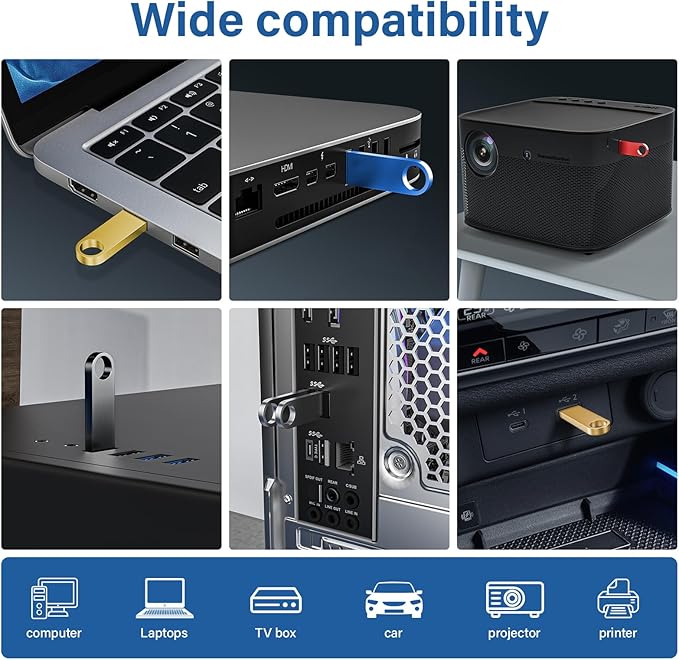 1GB USB Flash Drive 2 Pack with Keychains, Wooolken Sleek Metal USB 2.0 Thumb Drives Memory Stick for PC Laptop Computer