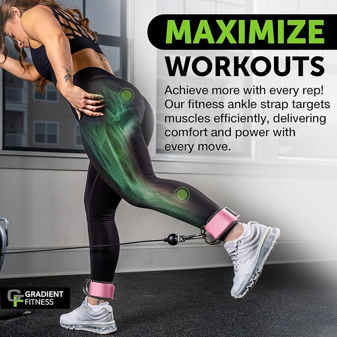 Gradient Fitness Ankle Straps (2 Pack) | Ankle Strap for Cable Machine, Ankle Bands for Working Out, Cable Ankle Strap