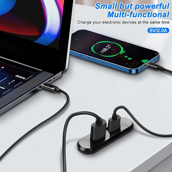XMSJSIY USB USB C Desk Power Grommet Outlet 5V/2A USB/Type-C Embedded Charging Port Phone Desktop Charger Scoket Station for Sofa Table Bedside Workbench Office,Home-1.2M/3.9FT
