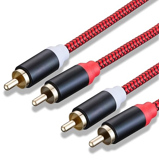 RCA Cable 20Ft,2Rca Male to 2-RCA Male Audio Stereo Subwoofer Cable [Hi-Fi Sound] Nylon-Braided Auxiliary Audio Cord for Home Theater, HDTV, Amplifiers, Hi-Fi Systems,Speakers and etc(20Ft/6M)
