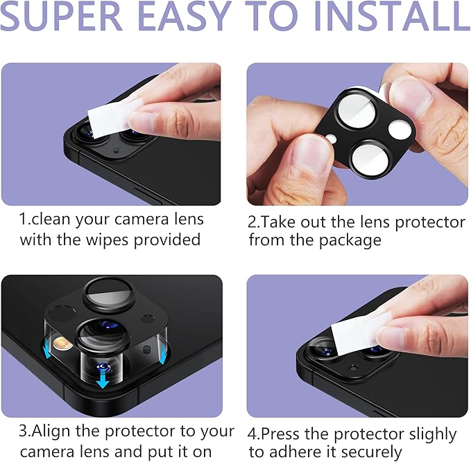 2 Pack Camera Lens Protector for iPhone 15 / iPhone 15 Plus,[Not Easy to Breakn ] AR Tempered Glass Strong Adsorption Metal Camera Cover Screen-Light blue