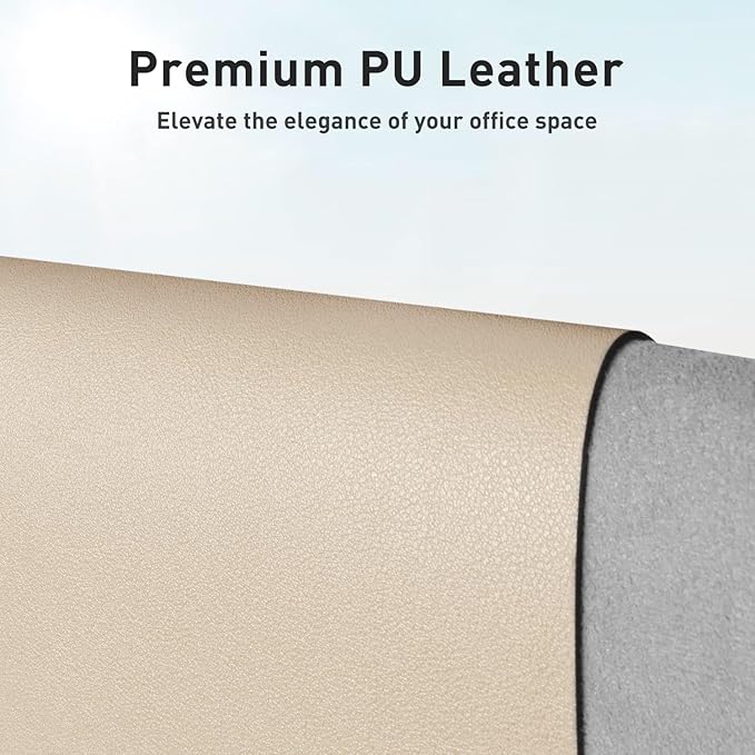 Aothia Non-Slip PU Leather Waterproof Laptop Desk Pad Protector, Blotter Mat, Writing and Mouse Pad for Office & Home, Beige, 23.6" x 13.7", Large