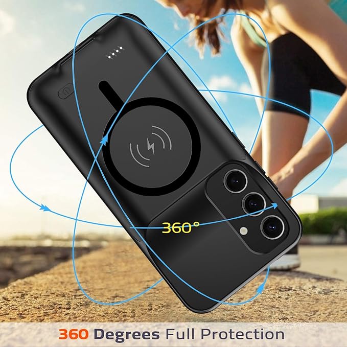 Battery Case for Galaxy S24, [10000mAh] Slim Portable Protective Fast Charging Case Backup Power Bank Battery Case Compatible with Galaxy S24-6.2 inch-Black