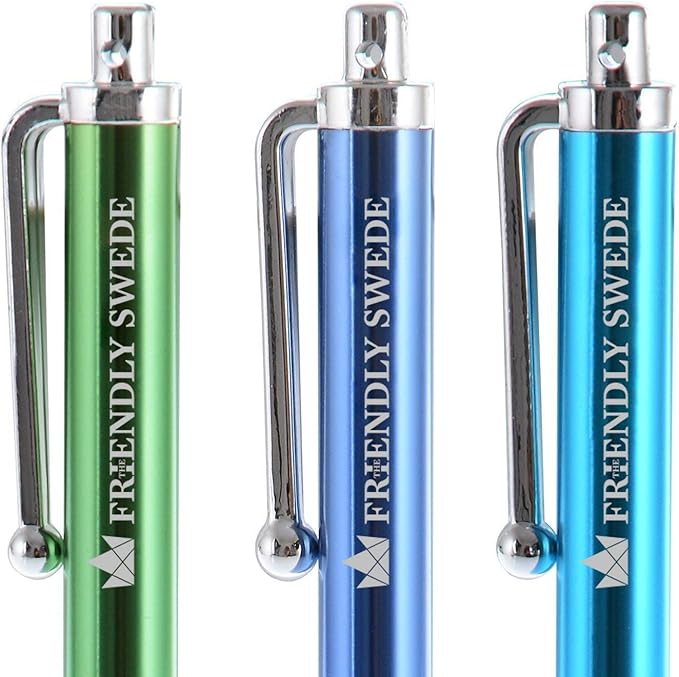 The Friendly Swede Micro-Knit Stylus Pen for Touchscreen — 6-Pack Hybrid Fiber Tip Universal Capacitive Stylus Pen for iPad; Lanyards & Cleaning Cloth - Hot Pink/Aqua Blue/Green/Dark Blue/Red/Purple