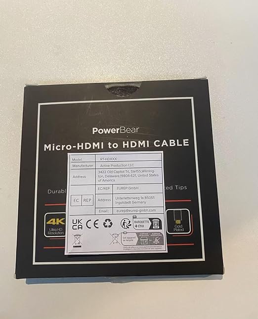 PowerBear 4K HDMI Cable 1 ft | High Speed, Braided Nylon & Gold Connectors, 4K @ 60Hz, Ultra HD, 2K, 1080P, ARC & CL3 Rated | for Laptop, Monitor, PS5, PS4, Xbox One, Fire TV, Apple TV & More