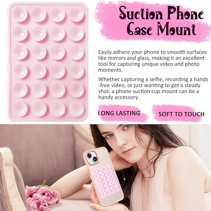 Silicone Suction Phone Case Mount, Silicon Adhesive Phone Accessory for Smartphones, Hands-Free Mirror Shower Phone Holder for Selfies, Tiktok Videos (Green)