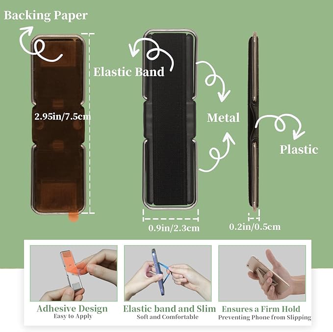 Phone Grip Strap Holder, 4 Pack Adhesive Flat Cellphone Stand Handle Kickstand Case with Elastic Finger Loop for Most Smartphones and Mini Tablets - Gold, Black, Rose Gold, Silver