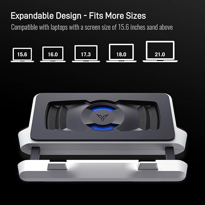 Flydigi BS2 Pro Laptop Cooling Pad RGB for 15.6-21 Inch, Wind-Pressure Closed-Loop Turbo-Fan with MAX 4000RPM, Triple Noise Reduction, Intelligent Temperature Control,4 Height Stands