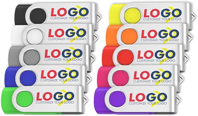 ABLAZE Personalized USB 128MB Flash Drive 10 Pack, USB 2.0 Custom Thumb Drives Personalized Pendrive Memory Stick (Mixcolors)
