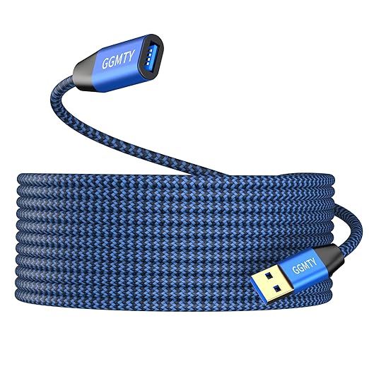 USB 3.0 Extension Cable 15ft,Type A Male to Female Extension Cord Durable Braided Material High Data Transfer Compatible with USB Keyboard,Mouse,Flash Drive, Hard Drive,Printer