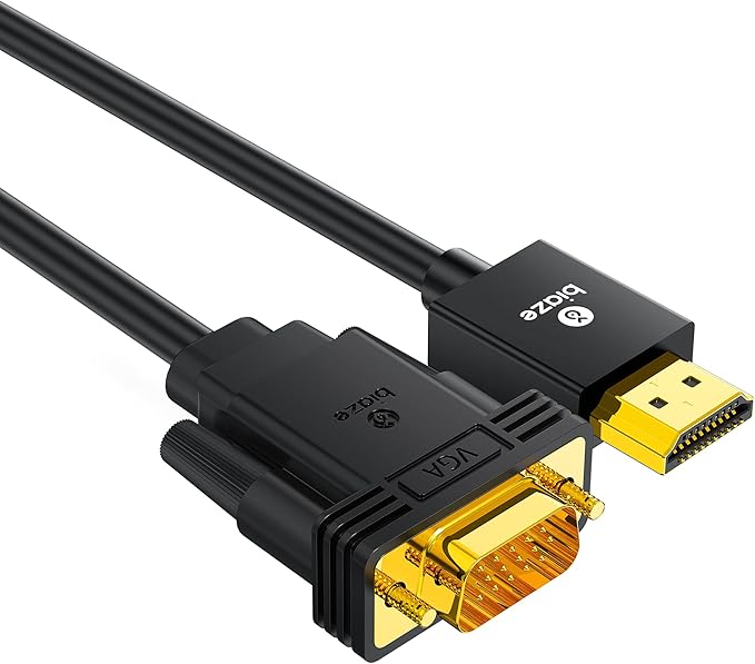10ft HDMI to VGA Cable – 1080P HD Video Converter Cord for Laptop, TV Box, PS4, Monitor, Projector (Black, 3M)