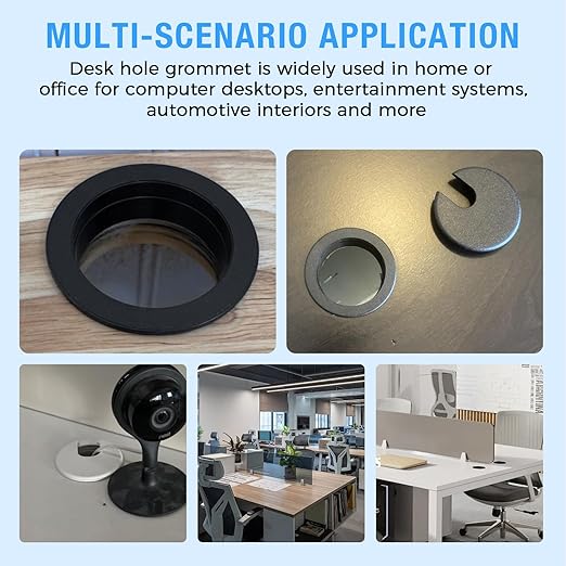 Desk Grommet 1-1/2" (38 mm), Desk Cord Hole Cover, Cable Grommet ABS Plastic, Desk Hole Grommet for Office and Home Table Cable, Detachable Cable Cord Organizer (White 4 Pcs)