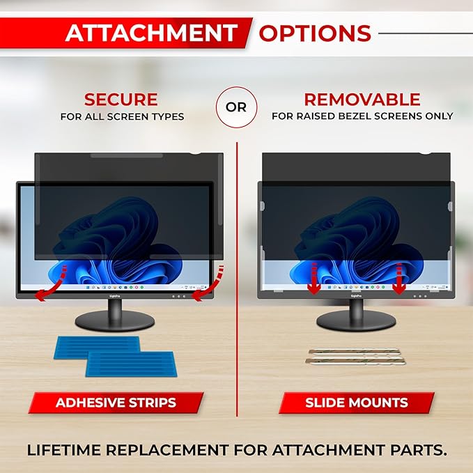 23.8 Inch 16:9 Computer Privacy Screen Filter for Monitor - Privacy Shield and Anti-Glare Protector