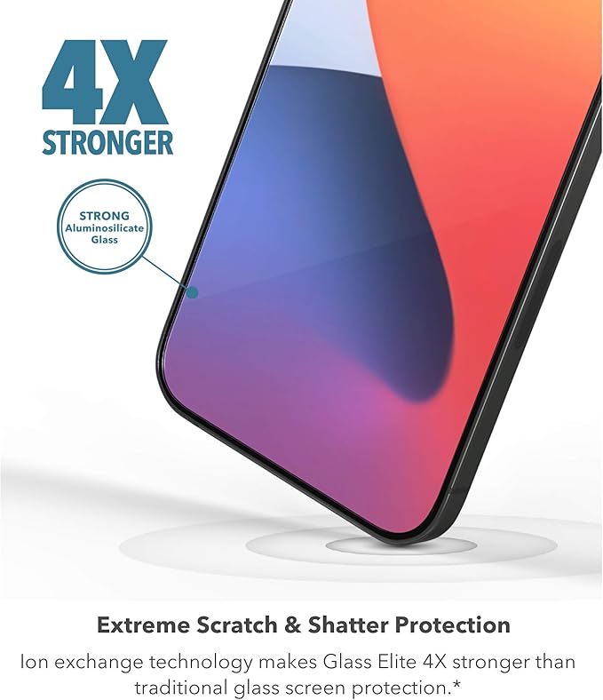 ZAGG InvisibleShield Glass Elite VisionGuard+ Anti-Microbial Screen Protector - for iPhone 12 Pro Max - Impact Protection, Scratch Resistant, Fingerprint Resistant, Smudge Resistant, Oil Resistant, clear (200106675)