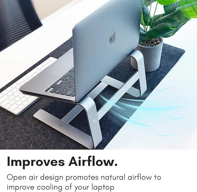 Macally Aluminum Laptop Stand for Desk - Works with All MacBook/Pro/Air & Laptops Between 10” to 17.3” - Sleek and Sturdy Laptop Riser - (ASTANDSG), Space Gray