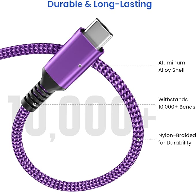 Elebase USB Type C to C 100W Charging Cable 6.6FT with USB Adapter,Fast PD Car Charger Cord for iPhone 16 15 Pro Max Plus,Samsung Galaxy S23 S24,MacBook Mac,iPad 9 10,Air 5 Mini 6,Ultra,A53 A54
